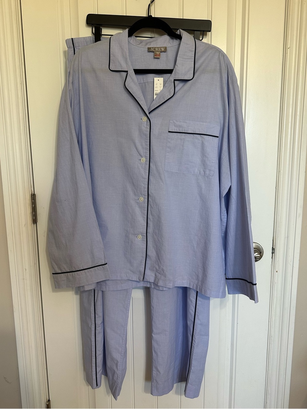 J. Crew Classic pajama pant set in end-on-end cotton Cool Lilac size XXL - Picture 5 of 10